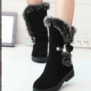 Joom Women faux Suede fur Mid Calf Boots Ladies Casual Flat Shoes sz 36